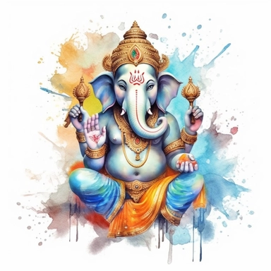 realistic watercolor ganesh clipart illustration
