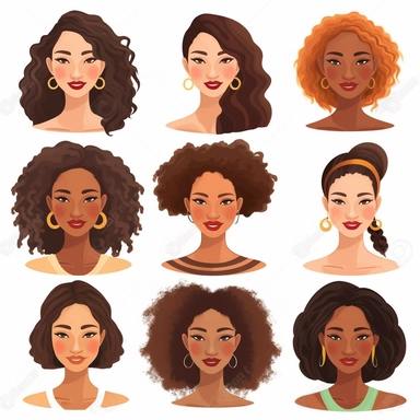 Black woman Clip art Skin tone Hair Facial features Clothing Expression Diversity Respectful Accurate, clipart hd on white background, spaced out ar 3.2