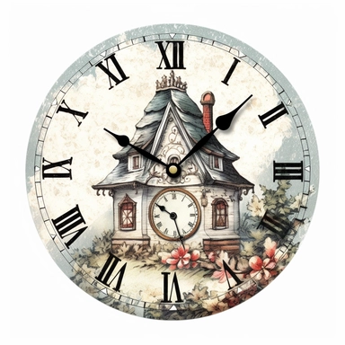 Vintage House Clock Sublimation Clipart vector white background with high resolution image