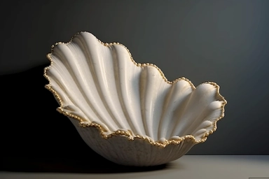 shell bed with pearl decoration, on a black background, like clipart style, mysterious, luxurious, 4k , octane render, unreal engine,