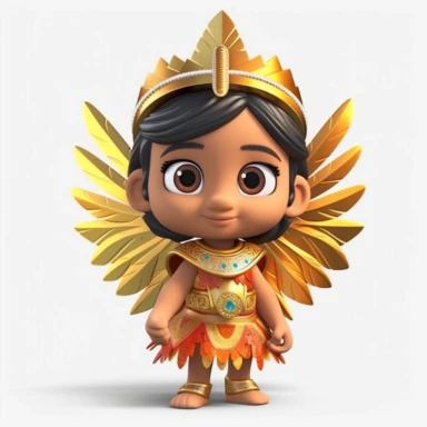 an adorable baby indian fairy with big shiny cute eyes 3D model clipart