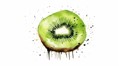 Kiwi juice logo watercolor,simple Watercolor, hyper realistic, white background, white margins, 16k, ultra detailed clipart, cut out image, hand - drawn, whimsical manhwa style, ultra HD, sharp and clean art photo-realistic, ultra sharp, simplicity, higher coherence, minimalism, ultra detailed, hyper realistic details, beautiful, modern, OC rendered, 32k uhd , insane details, intricate details, Photoshoot, Depth of Field, captured with Phase One XF IQ4 camera , 200 Mega Pixel lens,