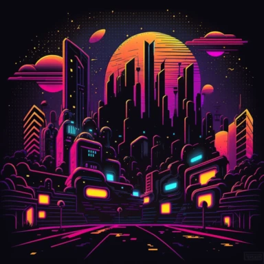clipart cyber city, neon design