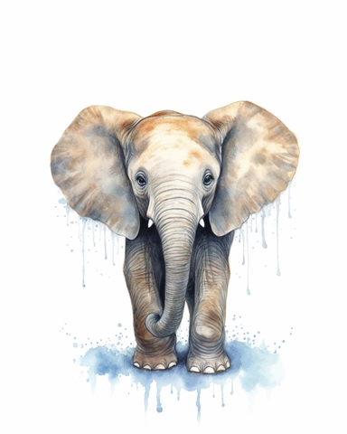 a realistic ELEPHANT clipart with watercolor illustration, full body shot ,8k, style of Bohemian, style of Anna Süßbauer and Jon Klassen,vector, Vector, white background,Solid Background, Sharpness and clarity, masterpiece, trending on Artstation and Dribbble.