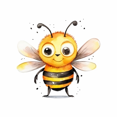 busy bee bee clipart, white background