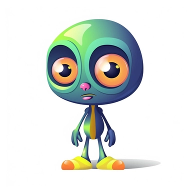 cute cartoon alien, colorful, in the style of george ault, clipart, white background