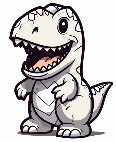 Isometric Sticker Clip Art of a cute T-Rex for Childrens Coloring Book, simple vector lines, children friendly, illustrated in a playful and style in black lines with white background, perfect for any special occasion, cut out in the shape of a T-Rex, with no visible background, giving it the appearance of a sticker, conveying a mystical and whimsical mood, edited with Adobe Photoshop to adjust brightness and contrast, rendered as a transparent PNG file with a high resolution to ensure a crisp a