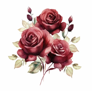 Watercolor Burgundy Roses Clipart