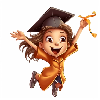 elementary clip art graduation 2d cartoon girl