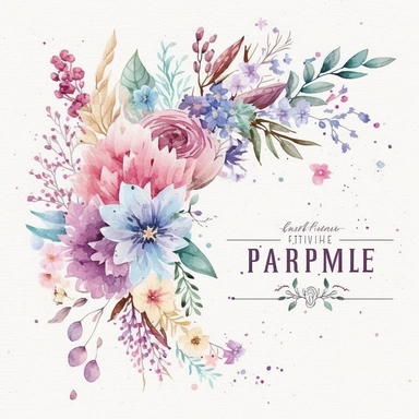 Wildflower Clipart Watercolor Floral Wedding Spring Flowers Premade Corner Arrangement. Bachelorette party, pink, blue, purple and brown pastel colors on white background FOR GIFT CARD, WEDDING INVITATIONS