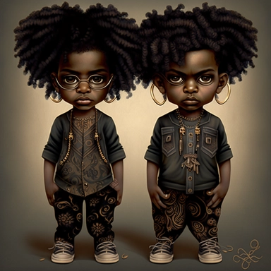 Black boys art, siblings , friends , dreadlocks , black boys clipart, cool black boy, twins png, brothers clipart, afro ,Full body with legs , Highly detailed close-up portrait , standing , Nicoletta Ceccoli, Mark Ryden, lostfish, Earl Nor, global lighting, divine rays, detailed and intricate surroundings, sf, intricate artwork masterpiece, ominous, matte painting movie poster, blue ratio, trending on cgsociety, intricate, epic, trending on artstation