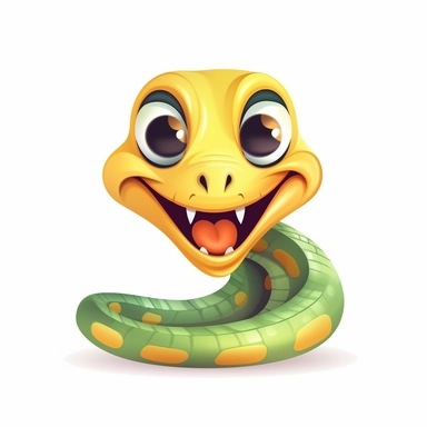 fantasy happy cute cobra face, cartoon, clipart, mascot, isolated on white background