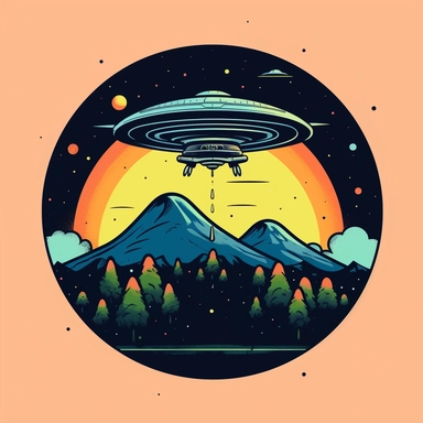 ufo crash, in the style of a minimalistic design, basic clipart