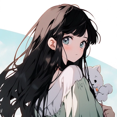 70's anime style, old era retro style, close-up of a girl, 15 years old, long black hair, 37 points bangs, bow hair clip, green V-neck print short sleeve, a lovely white cat on the shoulder, holding a lollipop, sweet, light, Sky background