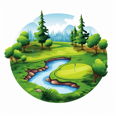 golf course clipart, white background