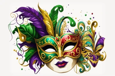 mardi gras illustration, clip art white background