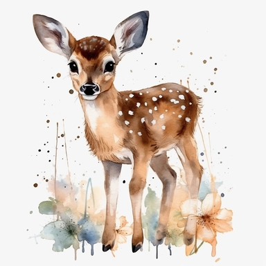 Watercolour cute realistic deer, woodland animal, ultra detailed ultra photoreal intricate detailed beautiful magnificent deer with perfect beautiful realistic eyes and intricate facial features four perfect legs and paws realistic detailed, png image, high definition, 300dpi, graphic clipart, computer graphics