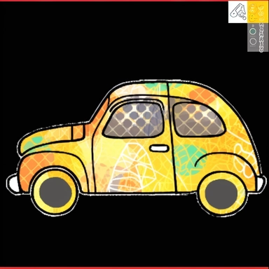 car silhouette cartoon, car transparent background png clipart, in the style of romero britto, yellow and red, frequent use of yellow, 3840x2160, chalk art, hikari shimoda, ilford pan f