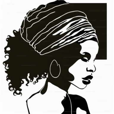 clipart, vector, nubian queen, head wrap scarf, sillhouette