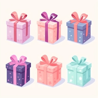 Set of gift box clipart, gift clipart, pastel color, minimal, white background for remover