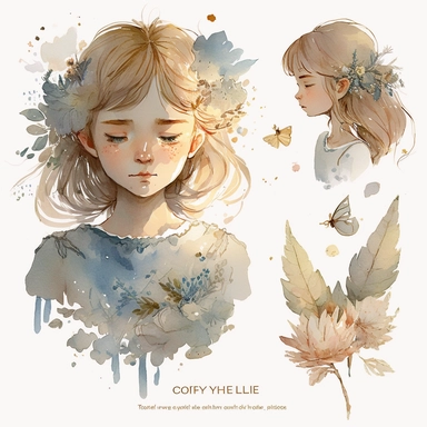 Wear a fleece free, watercolor clipart, diffuse surface, complete illustrations, 4 k, clear focus, watercolor, smooth and soft skin, symmetry, downy lamplight, detailed face, eyes and soothing colors, and watercolor style, style of children fairy tale, Conrad Roset, AgnesCecil, watercolor style, scene composition @122040204213100129060077086148188181234201184031@