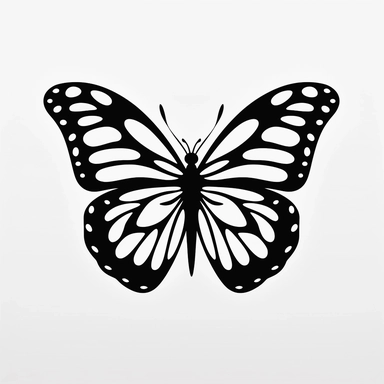 vector illustration, butterfly silhouette, svg, clipart, black outline, black and white, all white background, minimal