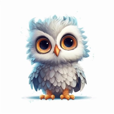 baby owl cute clipart, owl art, owl clipart, owl images, cute owl, cute animal clipart, fantasy clipart, isolated on white background, no text, hdr, 8k