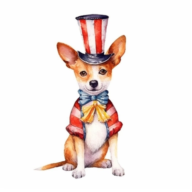 cute Toy Fox Terriers dog in circus costume watercolor illustration, in the style of watercolor illustrations,funny, energetic,ben wooten style, sharp focus throughout, aquarellist, charming illustrations, illustration, painted illustrations, transparency and opacity,isolated white background, clipart most popular on etsy, book illustration, featured on dribble,print on demand image, PNG tranparent background,composition medium shot, no text
