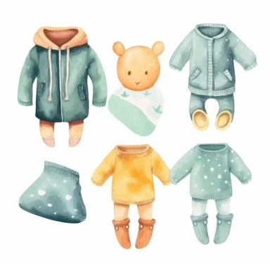 CLIPART, cute hand painted baby clothes illustration, newborn, nursery, maternity, texture