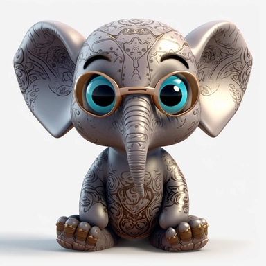 sticker clipart cartoon of a cute elephant cub with sun glasses, dressed with tribal african gear,Ankh, and African masks, 3D, disney pixar style, puppy eyes, looking at athe camera, white background ,high definition, high resulotion, highly detailed, 16K, 4:7