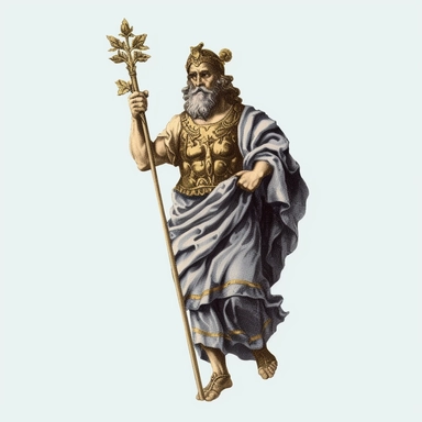 1 image of a Greek mythological figure, vintage style, no background, clipart