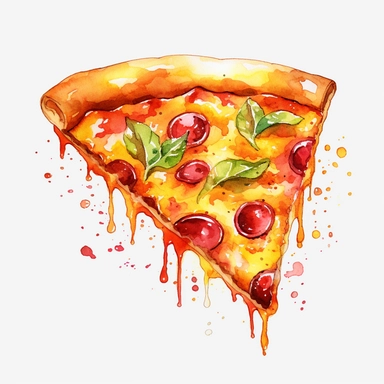 pizza slice watercolor design clipart