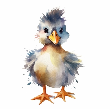 an adorable Duck in the style of watercolour clipart with detailed brush strokes