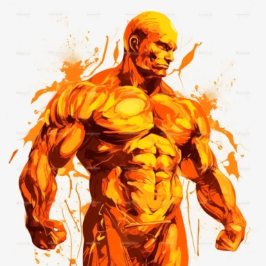 muscle+man , highly detailed,flame orange,clipart.