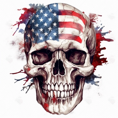 Skull American Flag clipart ,white background, graphic , artist