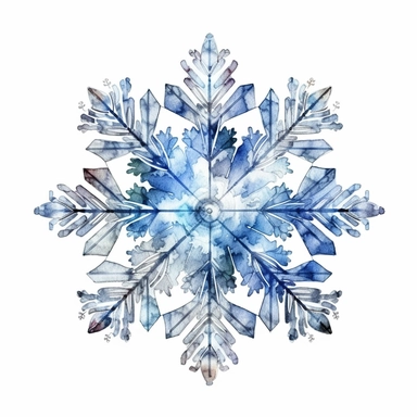 Watercolor Christmas snowflake, Clipart hd, isolated on white background