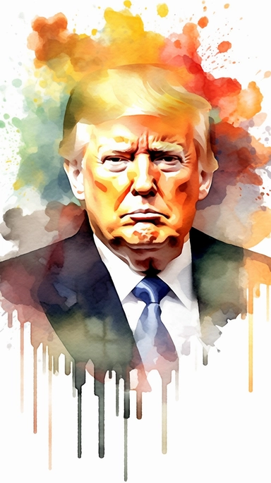 watercolour Donald Trump clipart, hd, isolated on white background, png, vector