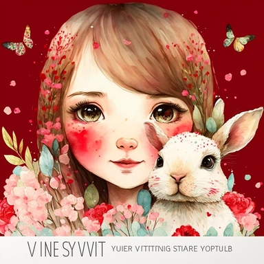 clipart, hand painted, watercolor, vectors, sharp focus, highly detailed, snow Rabbit reading book ,smile on the face,beautiful pink eyes,Chinese New Year, Bright Red, happy Celebration, bright background,Colorful Confetti behind, Cute, Cheerful, pixar style,dark red flowers in the air,bird's eye,--vr