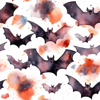 Halloween bat, watercolor clip art, grunge colors, white space, uniform organization, 8k