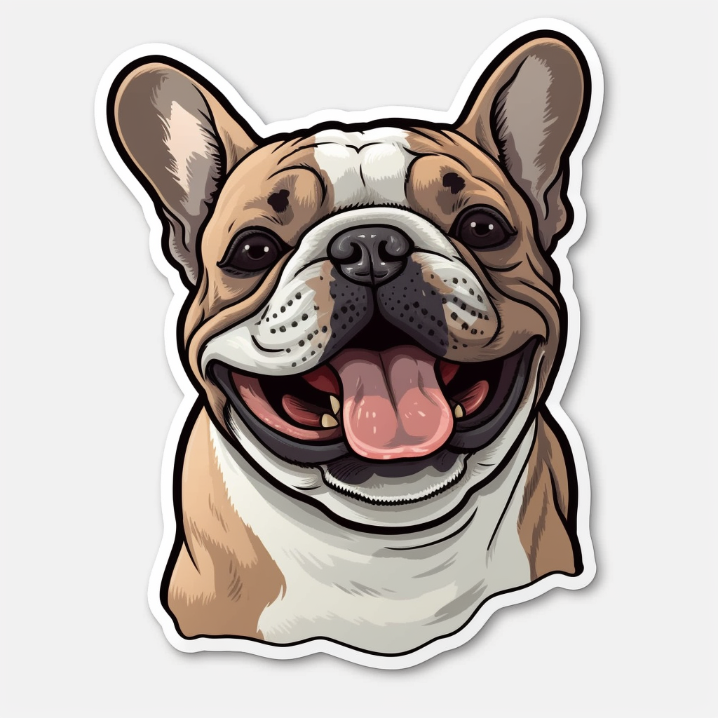 cute French Bulldog, happy and smiling, bold line, clipart, sticker ...