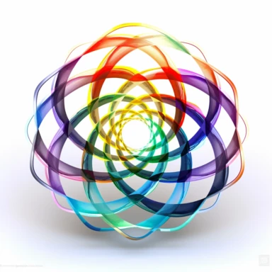 clipart of infinity fractal, vibrant chakra colors, on white background