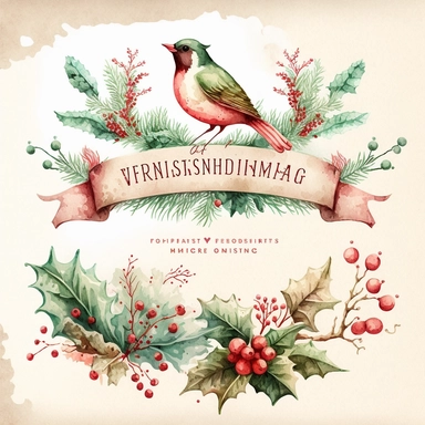 vintage christmas banner watercolor clipart