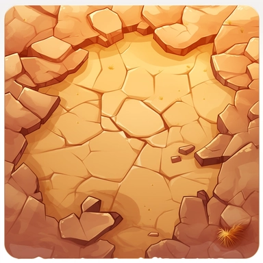 simple crack in ground, desert, video game asset, isometric, top down, hand drawn, level art, low contrast, no borders, soft lightning, smooth edges, atmospheric effects, spatial concept art, muralist, clipart, ps1 graphics, deconstructed object, 2d, plain background