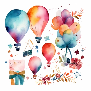happy new year theme watercolor clipart white background