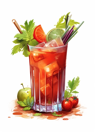 drink illustration by adams s, white background clipart, cocktail, bloody mary, creative