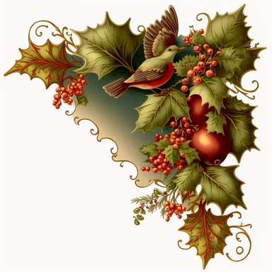 vintage Christmas decorative corner clipart