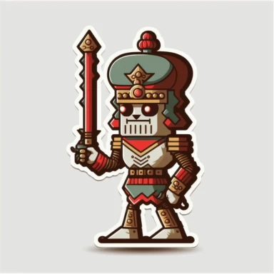 vector sticker design, anime style nutcracker christmas cyberpunk clipart, white background, flat colors