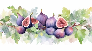 figs clipart border in watercolor style, high quality and very detailed