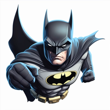 batman in a cool clip art style design. illustrator + clip art + award winning graphic design + graphic art ,high quality ,White background