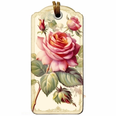 victorian vintage tie on tag, gift card, with vintage roses, clipart, clip art, white background, ephemera
